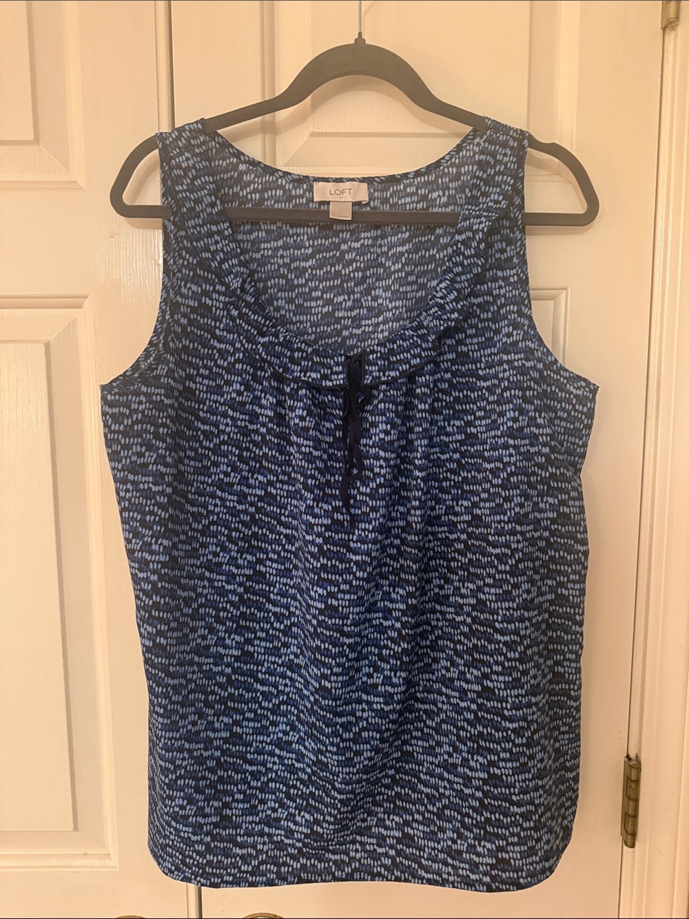 LOFT Navy and Light Blue Printed Scoop Neck Tank